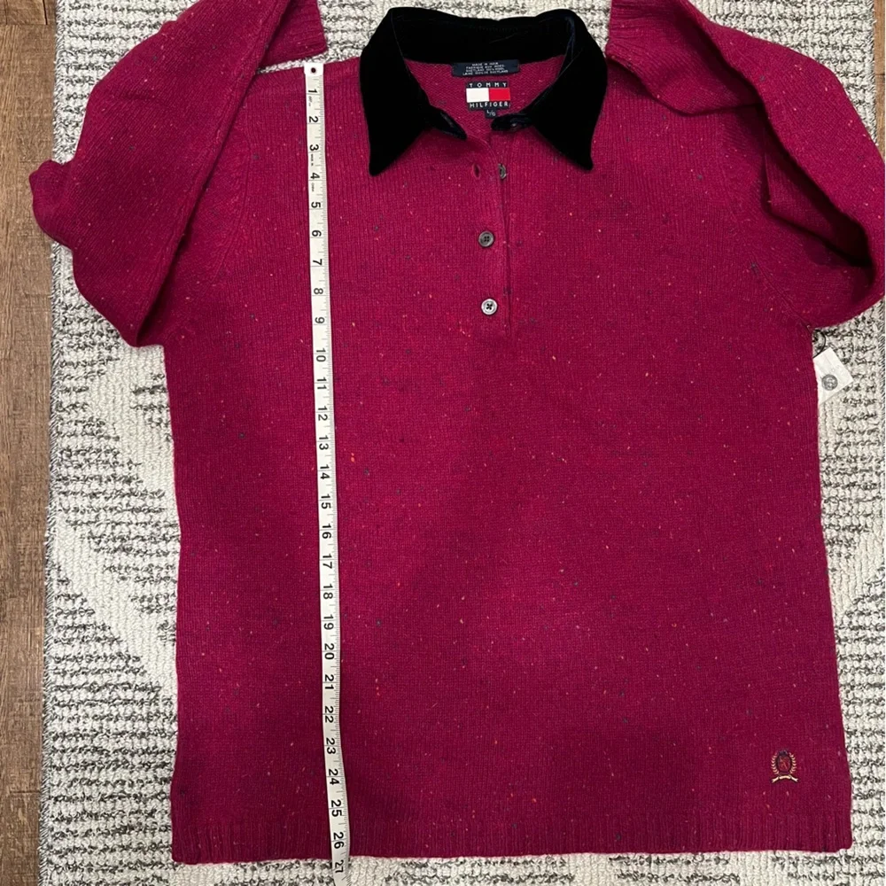Tommy Hilfiger Velvet Wool Colorful Speckled Polo Sweater‎ Classic Preppy